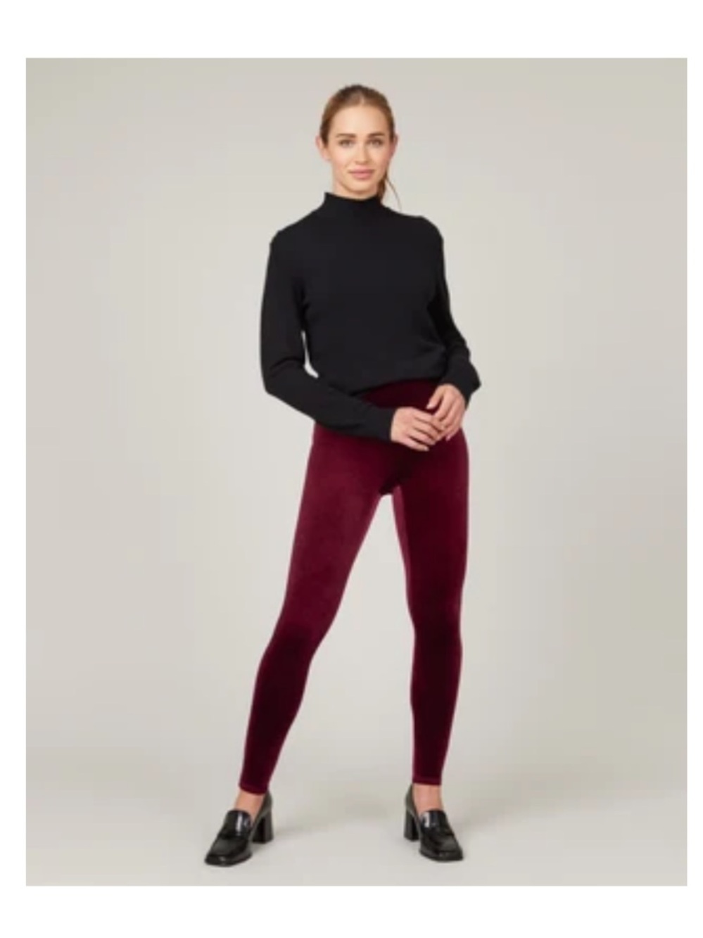 Burgundy Velvet Spanx Leggings